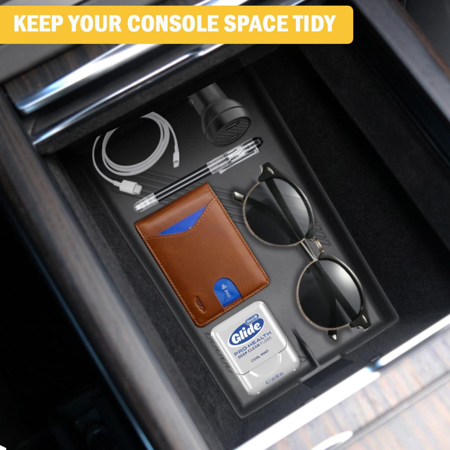  Center Console Storage Mat for Tesla Model S/X-TESGOD