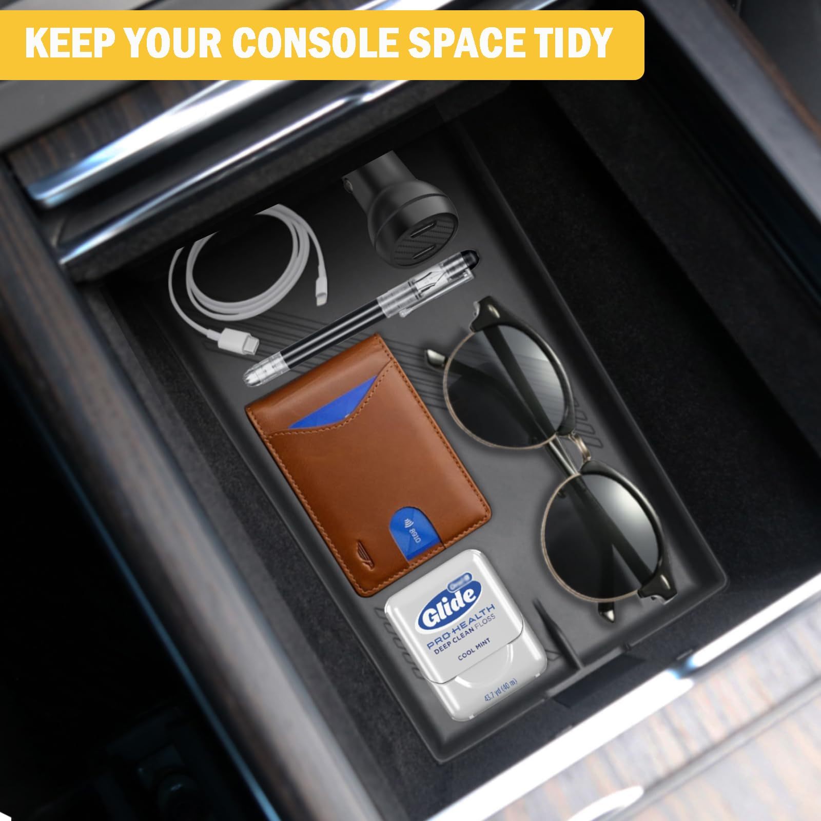  Center Console Storage Mat for Tesla Model S/X-TESGOD