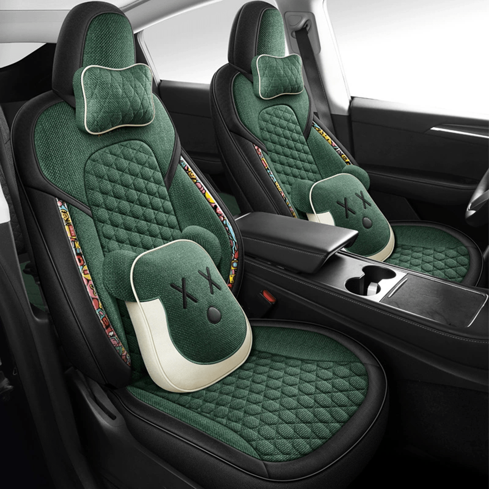 Cotton-Linen Seat Covers for Tesla Model 3