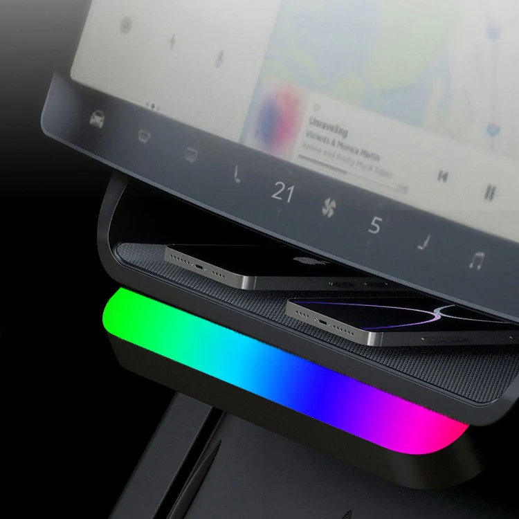 Tesla Model 3 / Model Y Under Screen Storage Box Center Console Organizer with Ambient Lighting