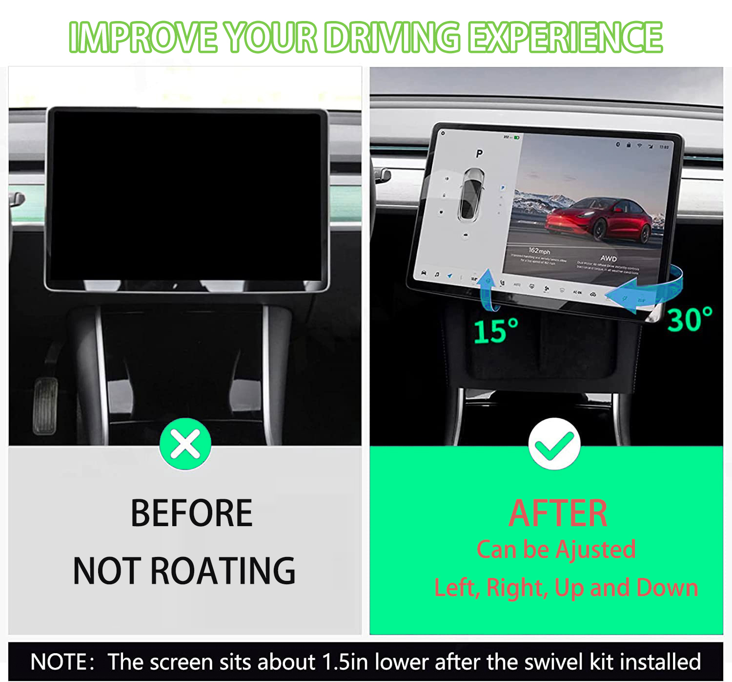 Swiveling Screen Mount Kit for Tesla Model 3/Y-TESGOD