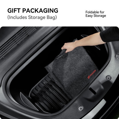 Foldable In-Car Laptop & Dining Table with Carbon Fiber Texture for Tesla Model 3 / Model Y (2021–2025+) 