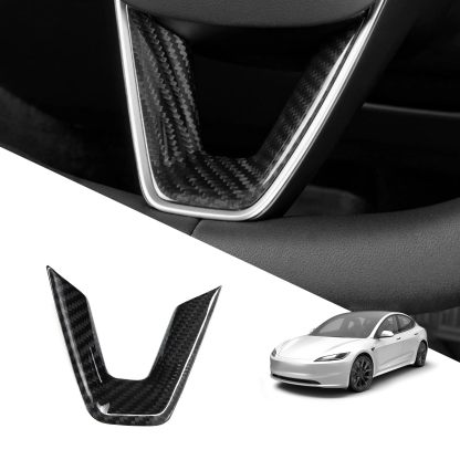 Real Carbon Fiber Steering Wheel Cover for Model 3 Highland 2024+-TESGOD