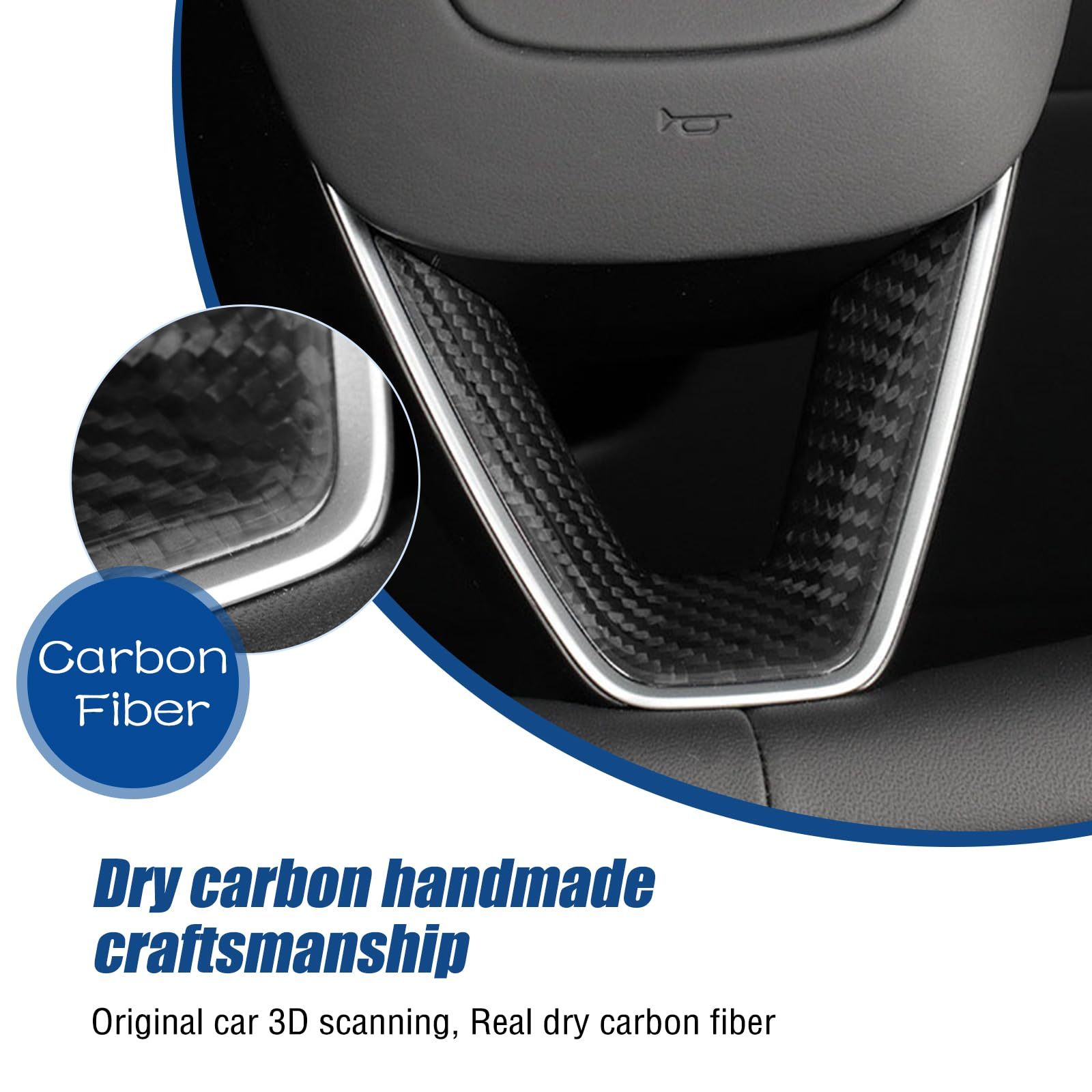 Real Carbon Fiber Steering Wheel Cover for Model 3 Highland 2024+-TESGOD