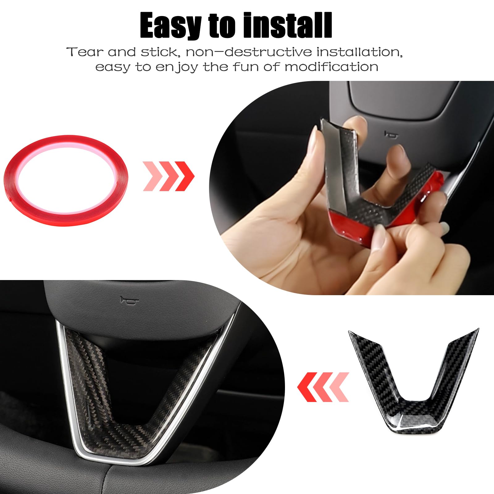 Real Carbon Fiber Steering Wheel Cover for Model 3 Highland 2024+-TESGOD