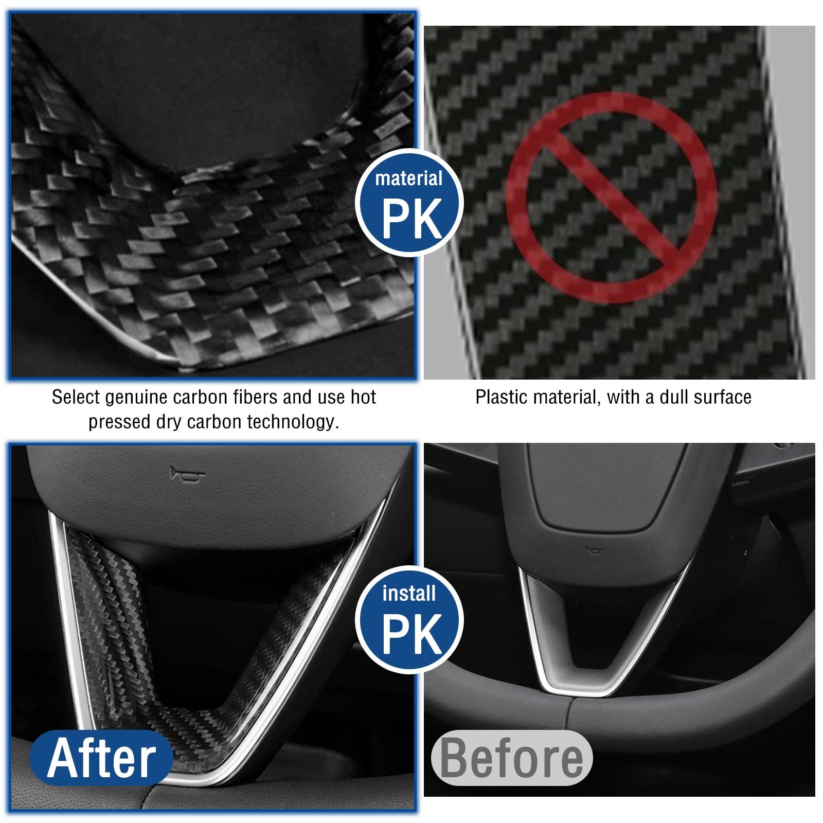 Real Carbon Fiber Steering Wheel Cover for Model 3 Highland 2024+-TESGOD