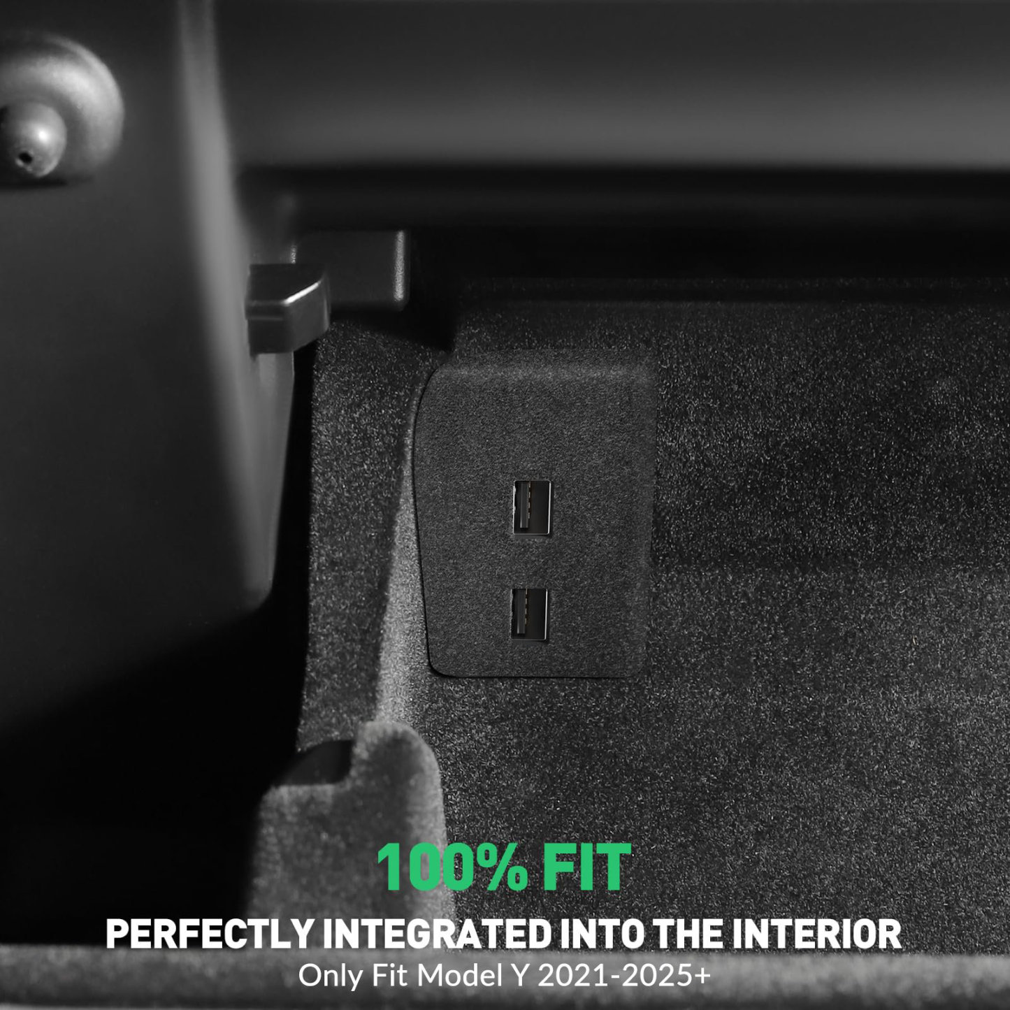 Glovebox USB Hub for Tesla Model Y / Model 3 Highland（2023.10+） – Multi-Port ABS Flocking Dock