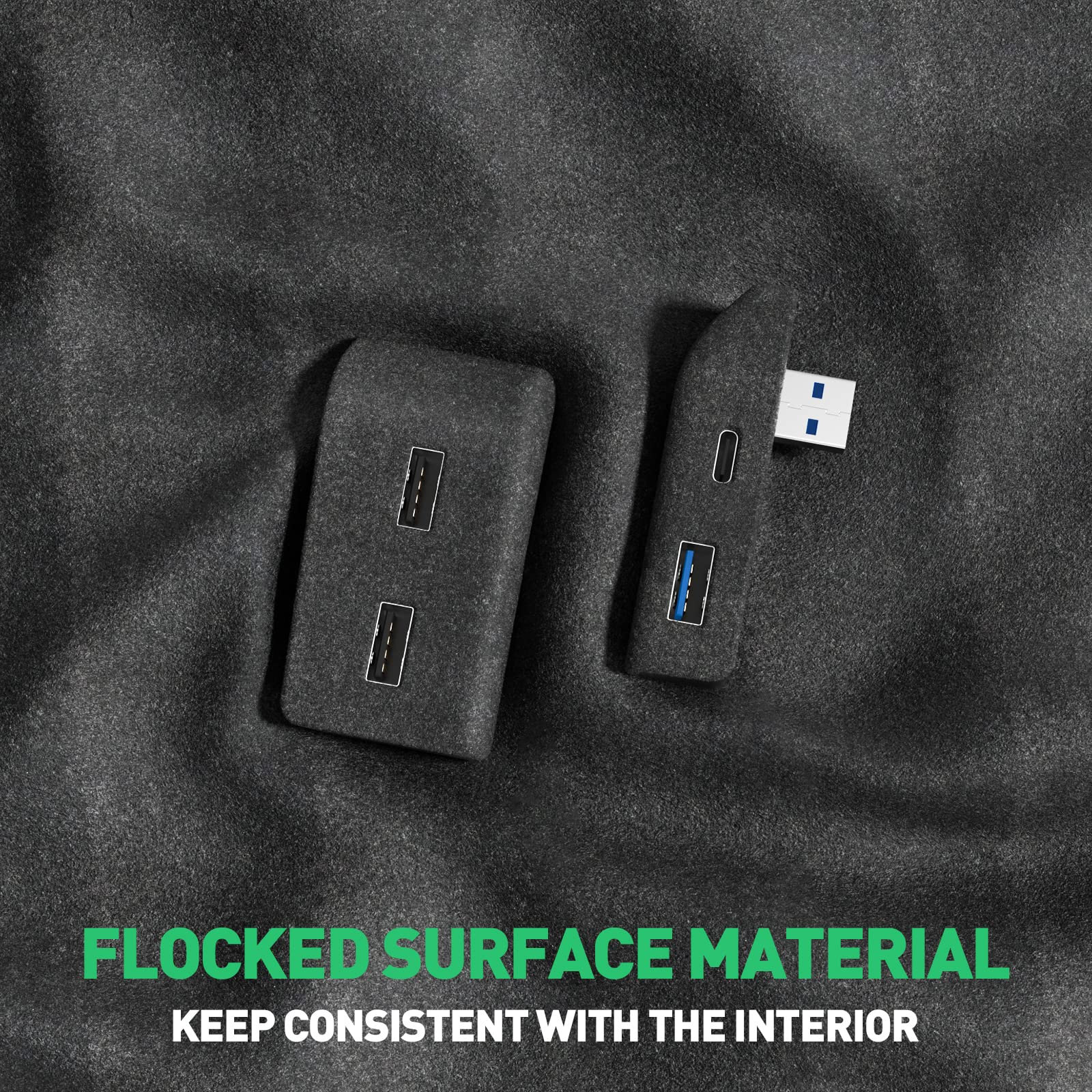Glovebox USB Hub for Tesla Model Y / Model 3 Highland（2023.10+） – Multi-Port ABS Flocking Dock