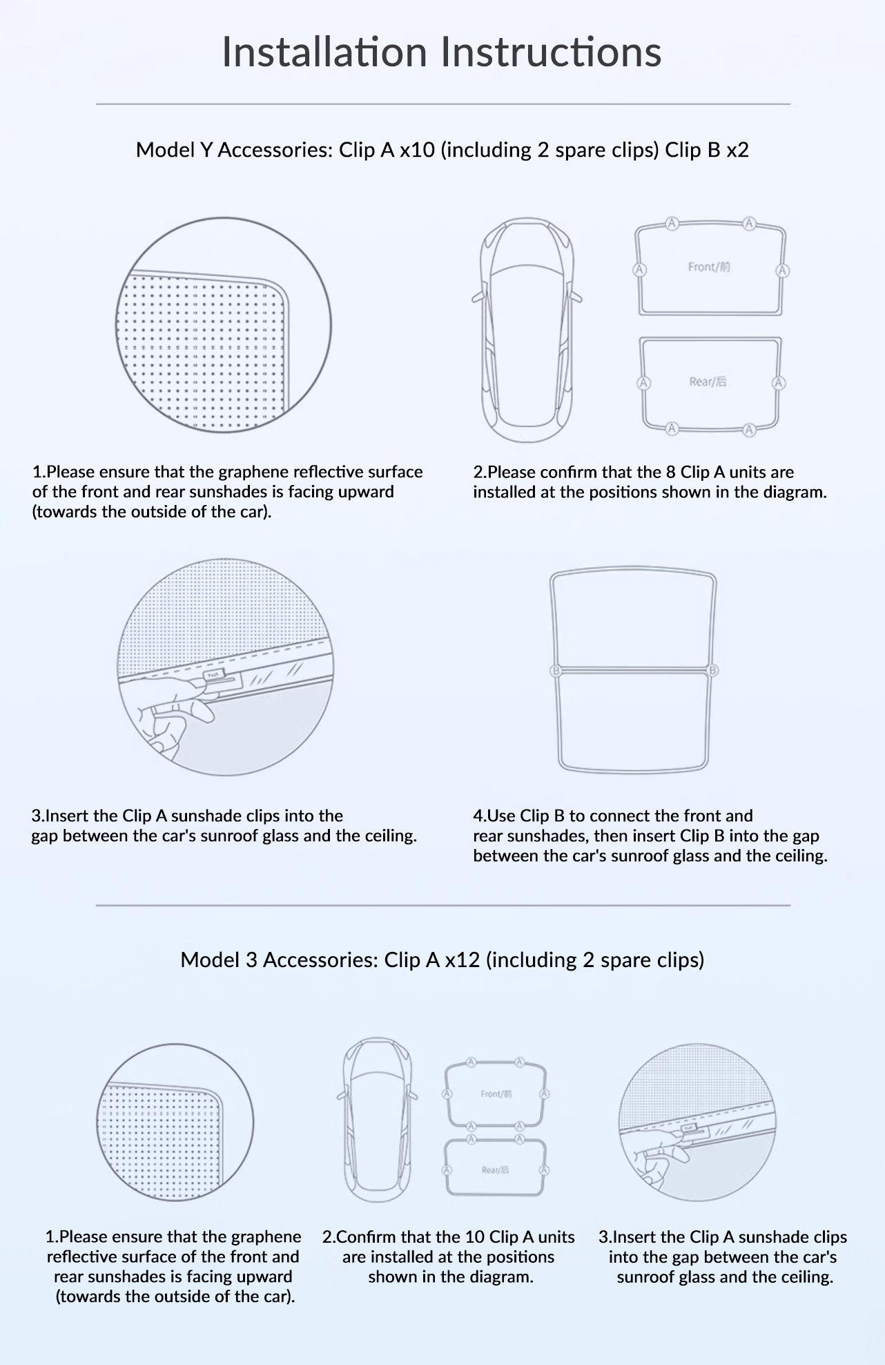 Graphene Sunshade for Tesla Model 3 Highland 2024+ / Model Y Juniper 2025+-TESGOD