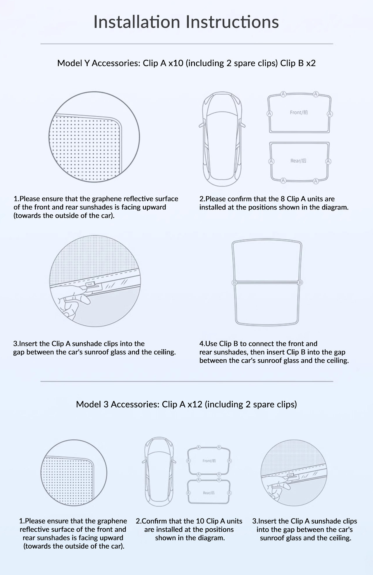 Graphene Sunshade for Tesla Model 3 Highland 2024+ / Model Y Juniper 2025+-TESGOD