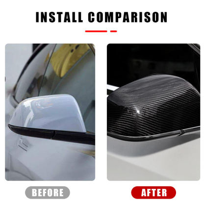 Carbon Fiber Side Mirror Covers (1 Pair) for Tesla Model 3 (2017-2023.10) / Model Y (2020-2024)-TESGOD