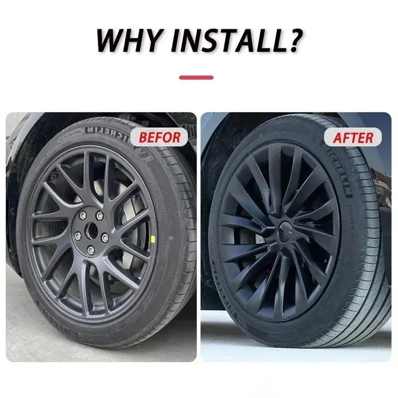 4PCS HubCap for Tesla Model 3 Highland 2024 – 18 Inch Replacement Wheel Cover-TESGOD