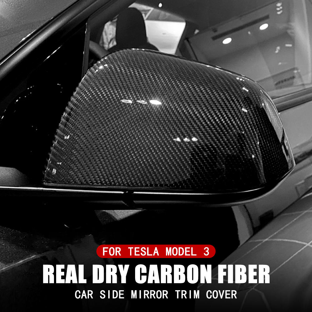 Carbon Fiber Side Mirror Covers (1 Pair) for Tesla Model 3 (2017-2023.10) / Model Y (2020-2024)-TESGOD