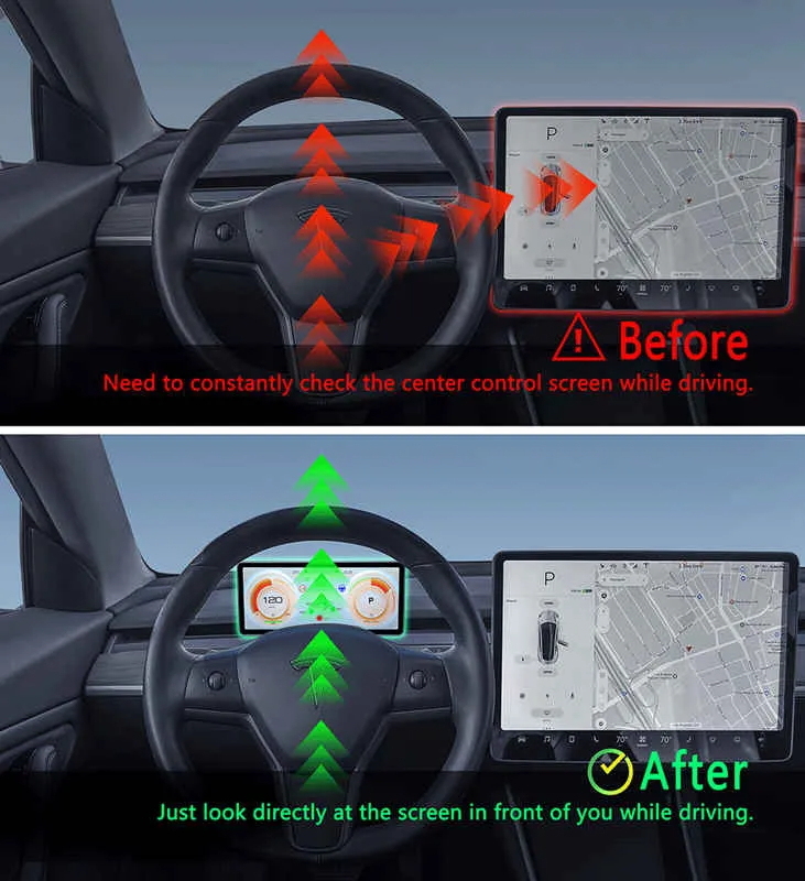 LCD Dashboard Heads Up Display Screen for Tesla Model 3/Y (Linux 8.8'')-TESGOD
