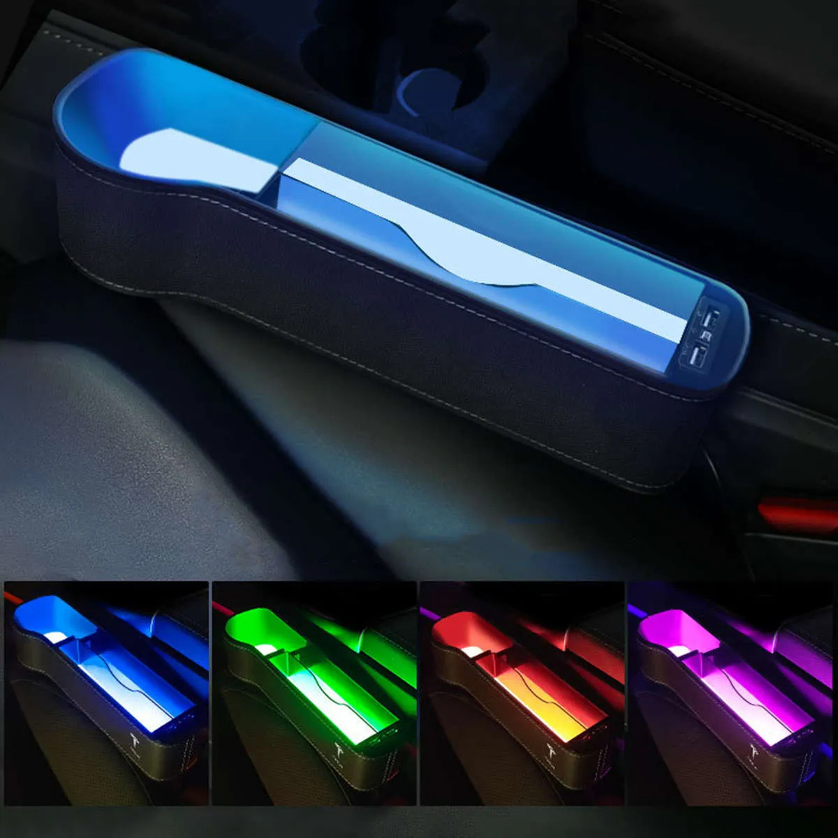 LED Seat Seam Storage Box for Tesla Model 3/Y-TESGOD