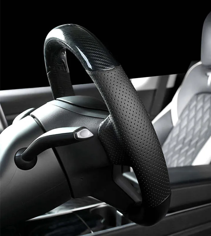 Leather Steering Wheel Cover for Tesla Model 3/Y-TESGOD