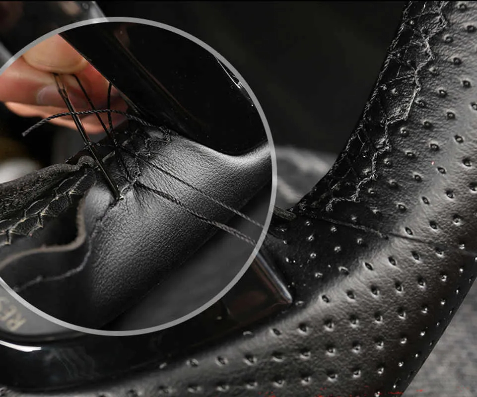 Leather Steering Wheel Cover for Tesla Model 3/Y-TESGOD