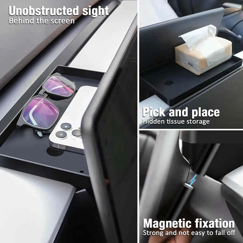 Magnetic Hidden Storage Tray for Tesla Model 3（2017-2023.10）/ Y（2020-2024）Behind Screen-TESGOD