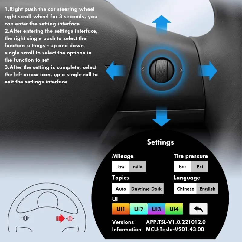 Model 3/Y 3.54’’ Switchback Mini Display Instrument Cluster-TESGOD