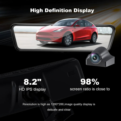 Model 3/Y 8.2” Live Streaming Rear View Mirror with Chassis Camera-TESGOD