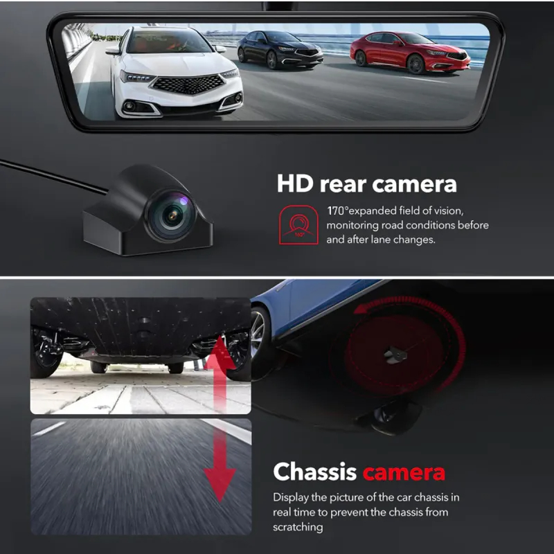 Model 3/Y 8.2” Live Streaming Rear View Mirror with Chassis Camera-TESGOD
