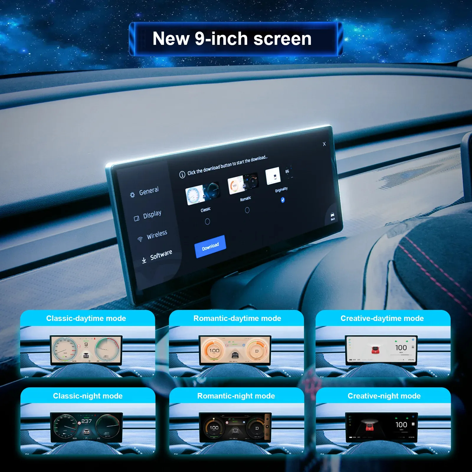 Model 3/Y 9''inch Carplay Center Console Dashboard Touch Screen-TESGOD