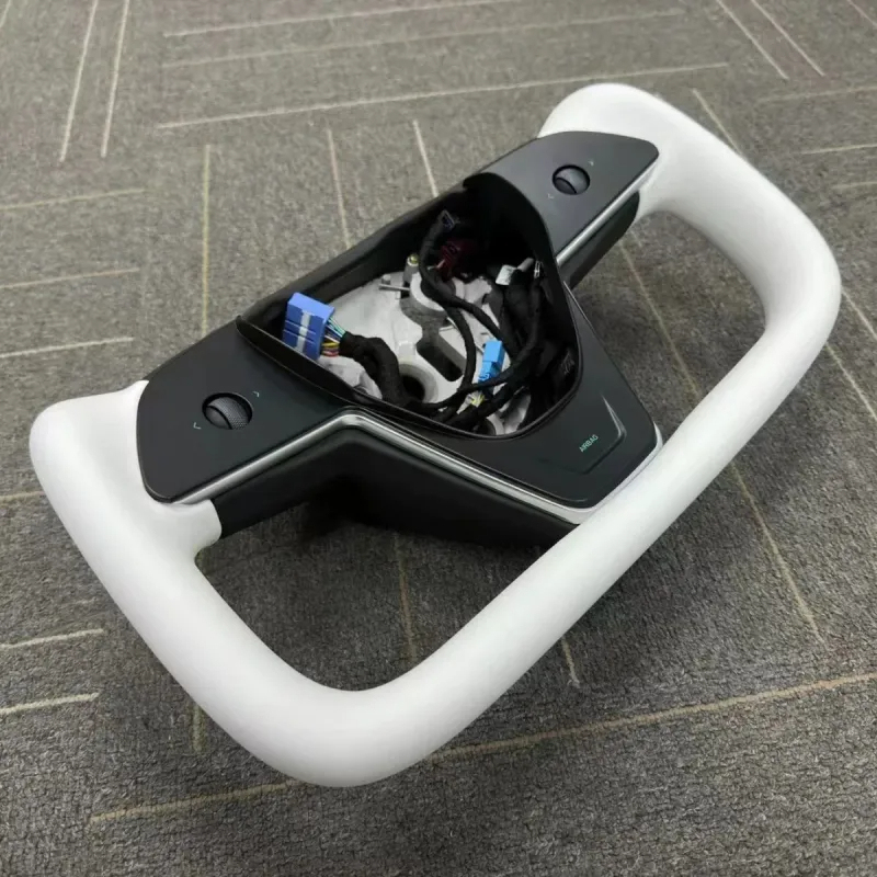 Model 3（2017-2023.10）/ Y（2020-2023） Yoke Steering Wheel - White Nappa Leather-TESGOD