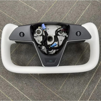Model 3（2017-2023.10）/ Y（2020-2023） Yoke Steering Wheel - White Nappa Leather-TESGOD