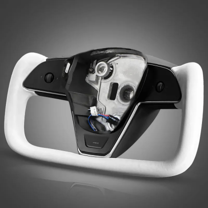 Model 3（2017-2023.10）/ Y（2020-2023） Yoke Steering Wheel - White Nappa Leather-TESGOD