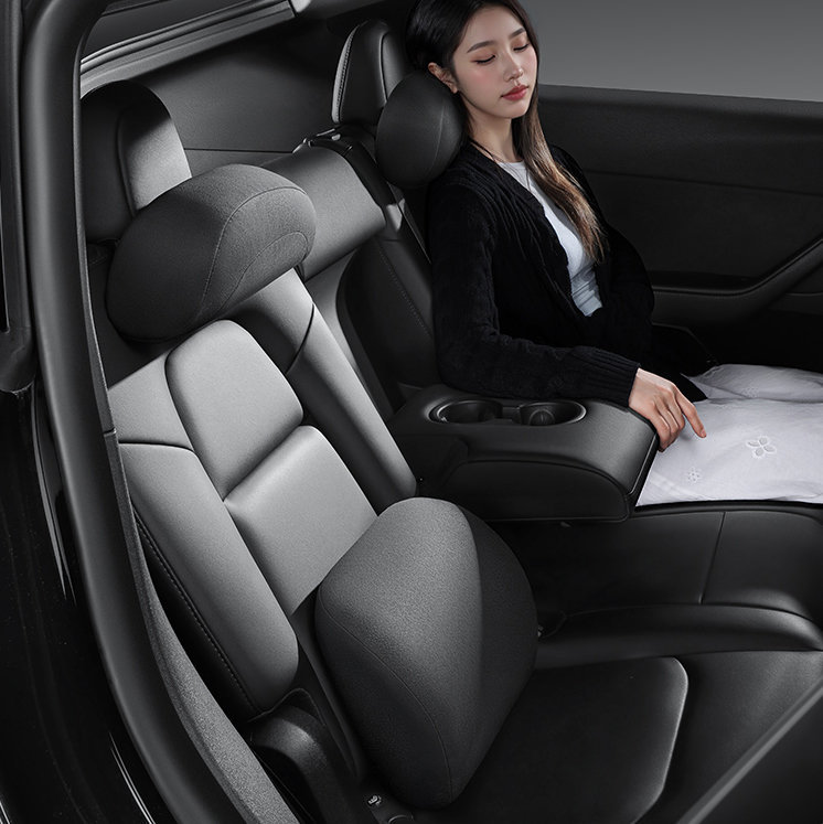 Neck and Lumbar Support Pillow for Tesla Model 3/Y/X/S  | Premium Suede Memory Foam Headrest