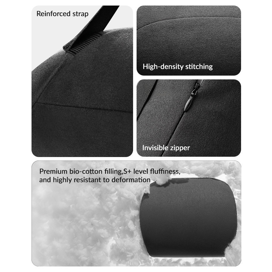 Neck and Lumbar Support Pillow for Tesla Model 3/Y/X/S  | Premium Suede Memory Foam Headrest