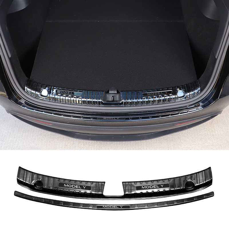 Trunk Guard Plate for Tesla Model 3/Y – Stainless Steel, Black Titanium Coating-TESGOD