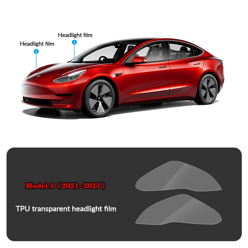 Compatible with Tesla Model 3 (2021-2023) Headlights and Taillight Protection Film-TESGOD