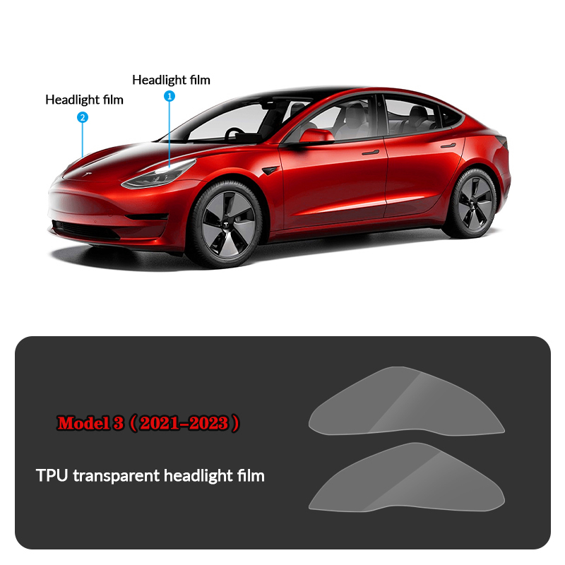 Compatible with Tesla Model 3 (2021-2023) Headlights and Taillight Protection Film-TESGOD