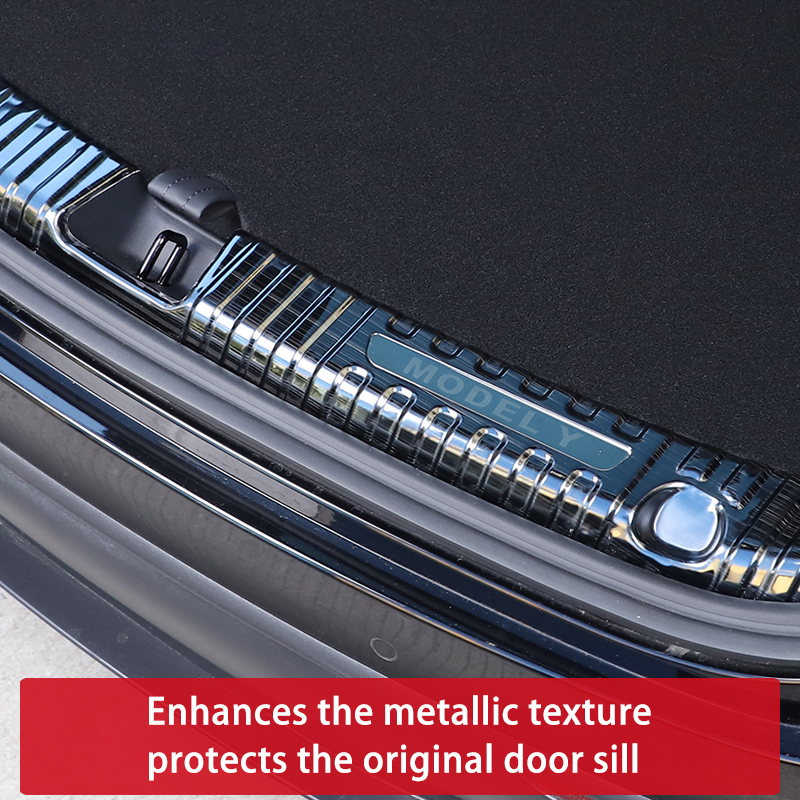 Trunk Guard Plate for Tesla Model 3/Y – Stainless Steel, Black Titanium Coating-TESGOD