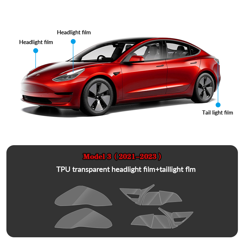 Compatible with Tesla Model 3 (2021-2023) Headlights and Taillight Protection Film-TESGOD