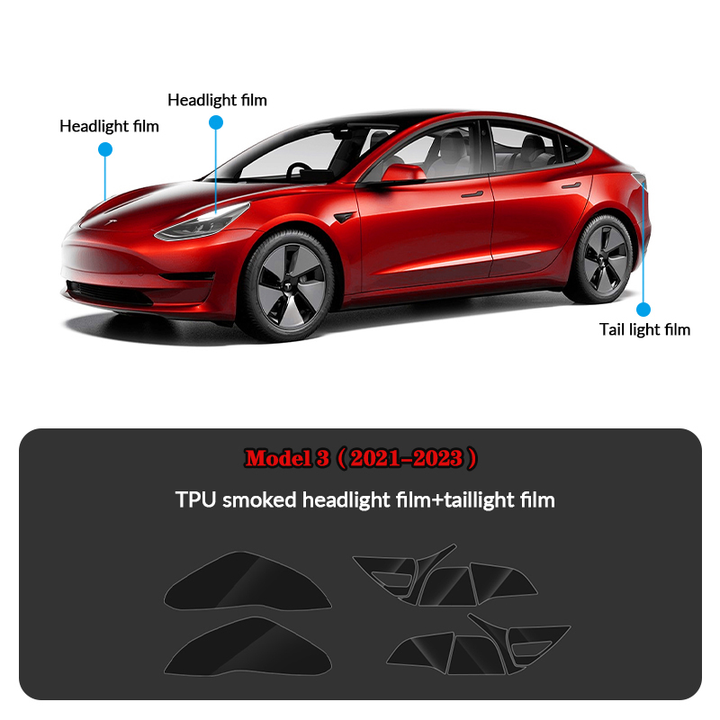Compatible with Tesla Model 3 (2021-2023) Headlights and Taillight Protection Film-TESGOD