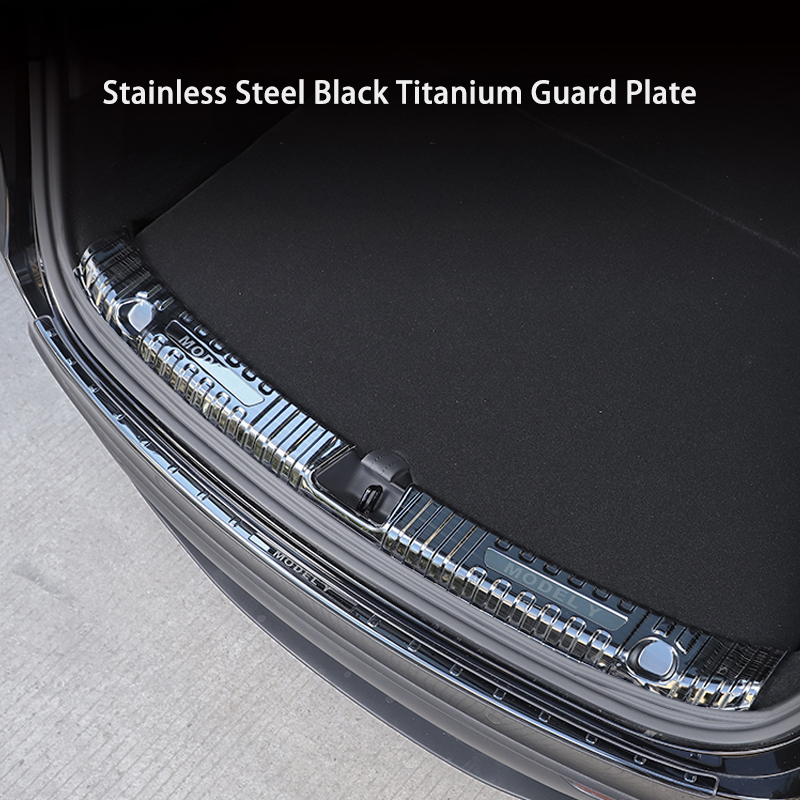 Trunk Guard Plate for Tesla Model 3/Y – Stainless Steel, Black Titanium Coating-TESGOD
