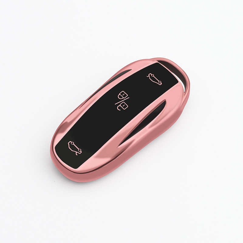 TPU Key Fob Cover for Tesla Model S/3/X/Y – 360° Protection with Zinc Alloy Keychain-TESGOD