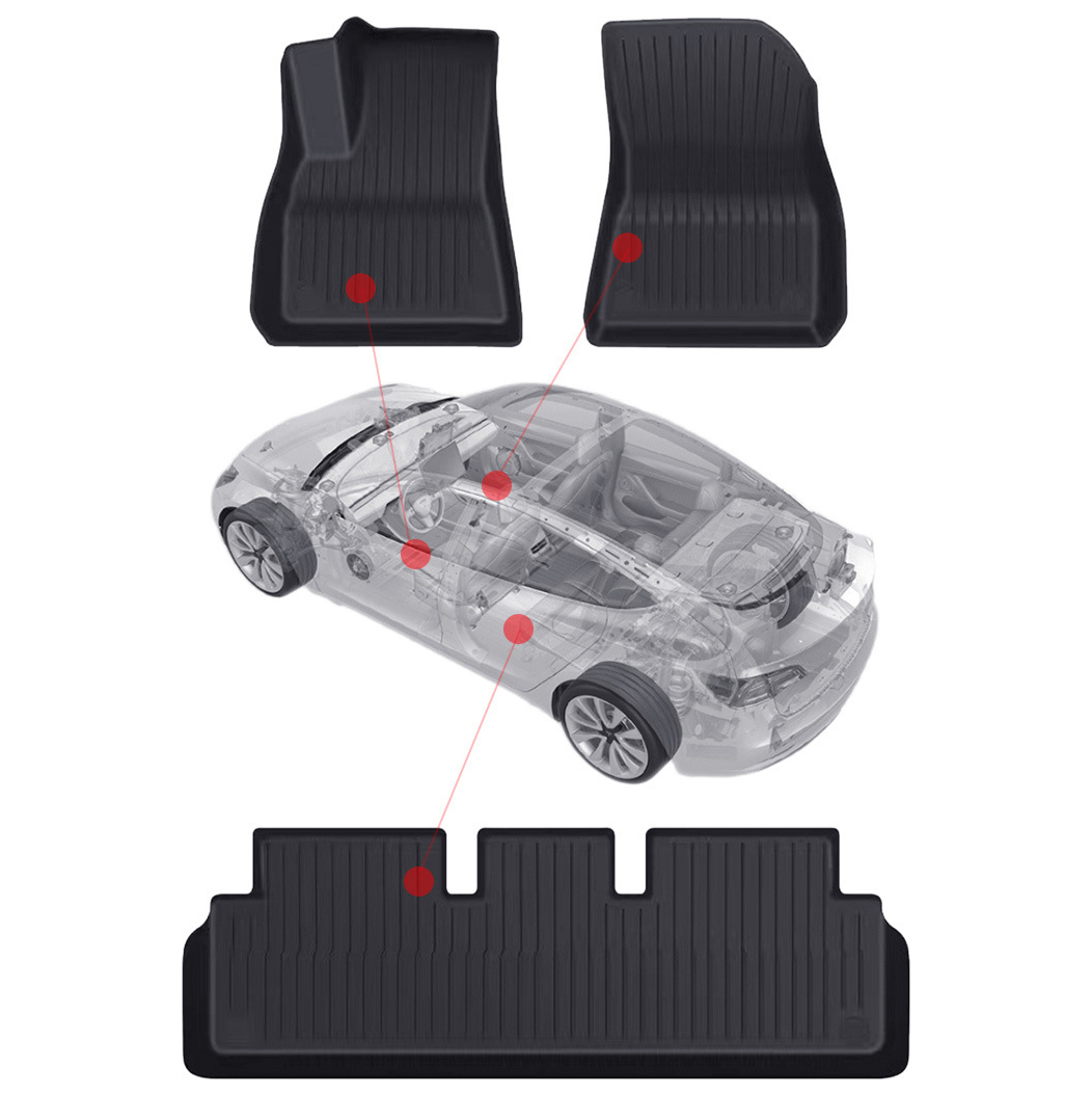 Eco-Friendly TPE All-Weather Foot Mats for Tesla Model 3-TESGOD