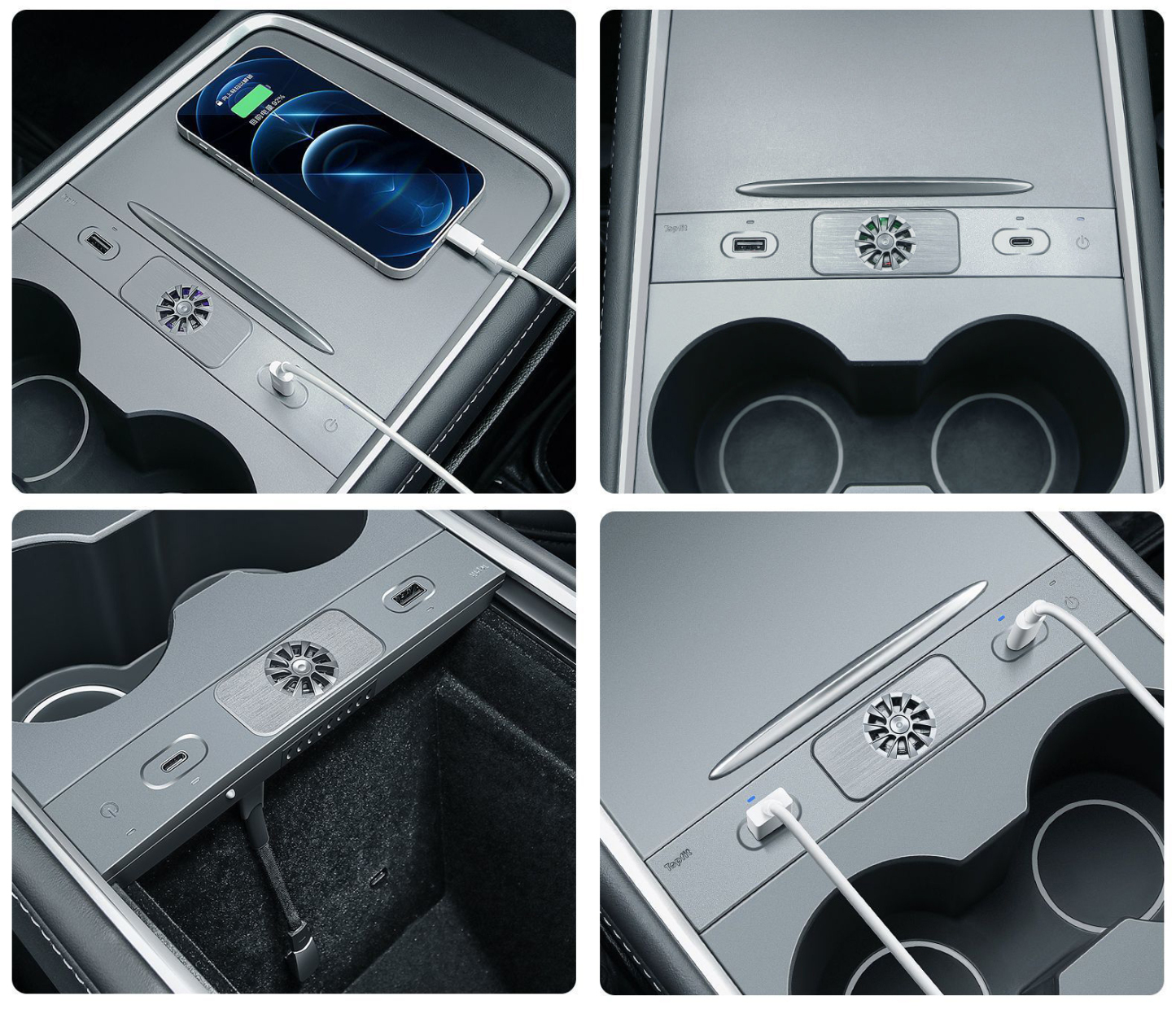 USB Hub Docking Station with Aromatherapy for Tesla Model 3/Y (2021-2023.10 / 2020-ON) – Fast Charging & Integrated Scent Diffuser-TESGOD