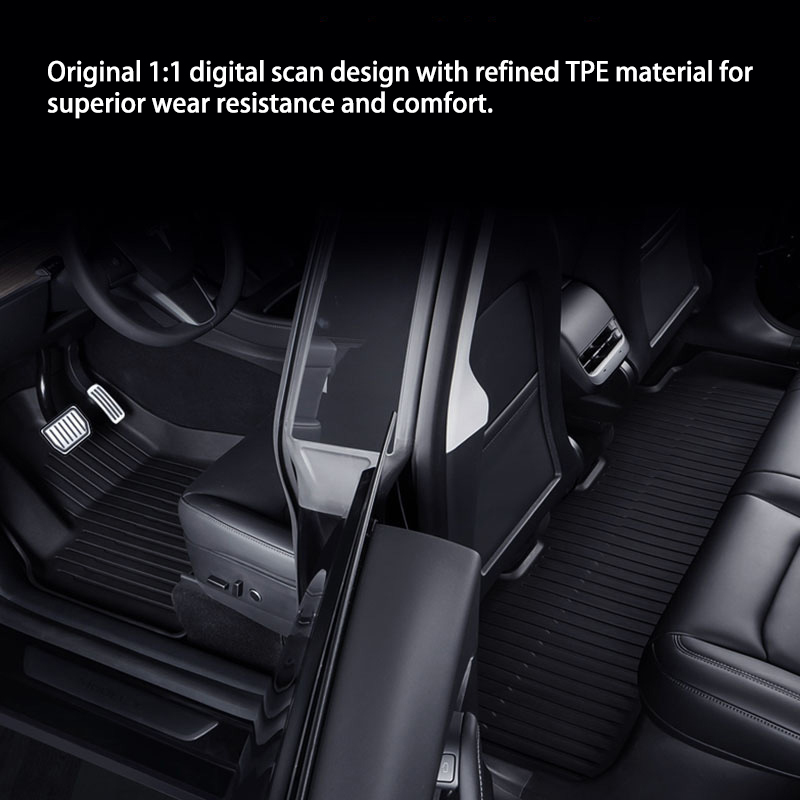 Eco-Friendly TPE All-Weather Foot Mats for Tesla Model 3-TESGOD
