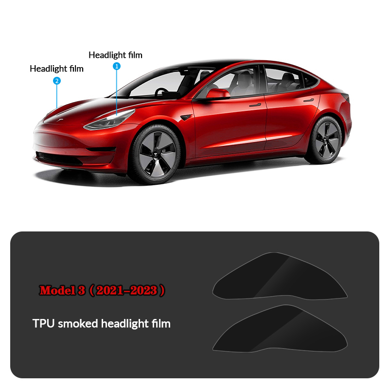 Compatible with Tesla Model 3 (2021-2023) Headlights and Taillight Protection Film-TESGOD
