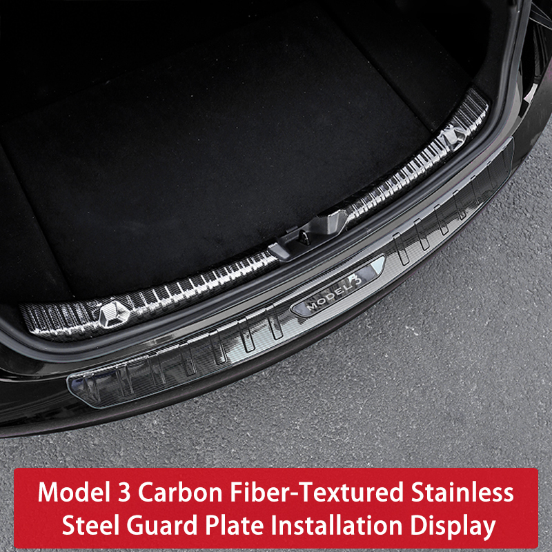 Trunk Guard Plate for Tesla Model 3/Y – Stainless Steel, Black Titanium Coating-TESGOD