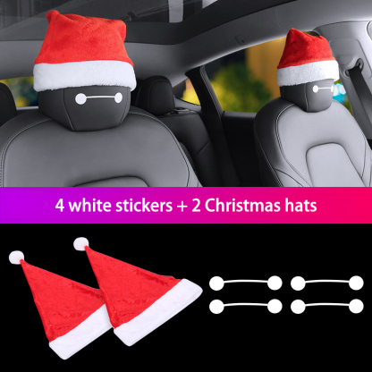 Christmas Hat for Tesla Model 3/X/S/Y Seats (2 hats with 2 pair of eyes)-TESGOD