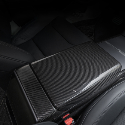 Real Carbon Fiber Center Console Armrest Cover for Tesla Model 3（2018-2024+）/ Model Y（2020-2024）-TESGOD