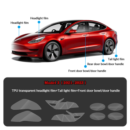 Compatible with Tesla Model 3 (2021-2023) Headlights and Taillight Protection Film-TESGOD
