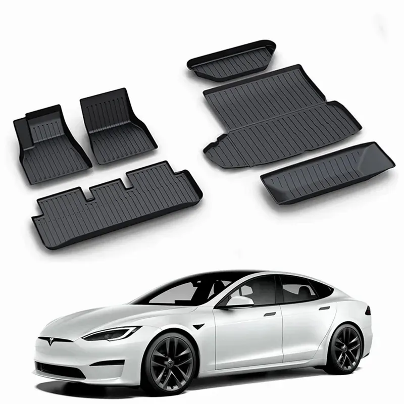 TPE All Weather Floor Mats for Tesla Model S (2021-2023) – Raised Side Walls, Durable & Eco-Friendly-TESGOD