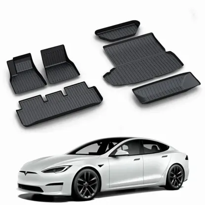 TPE All Weather Floor Mats for Tesla Model S (2021-2023) – Raised Side Walls, Durable & Eco-Friendly-TESGOD