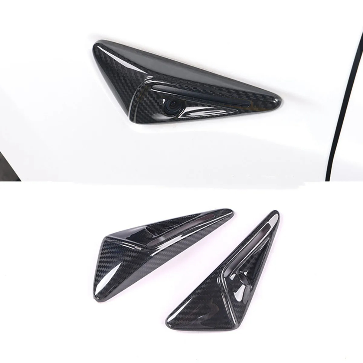 Real Carbon Fiber Side Camera Cover for Tesla Model 3 Highland-TESGOD